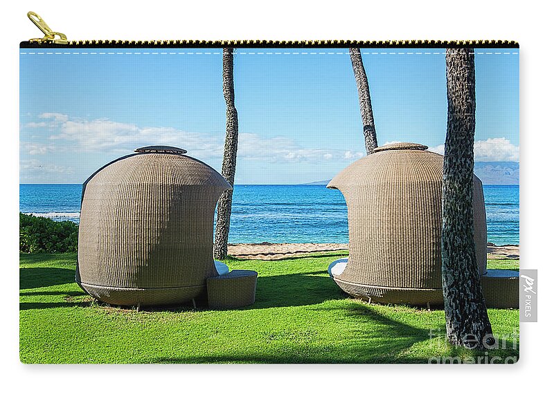 Maui Chairs Zip Pouch featuring the photograph Maui chairs 2 by Baywest Imaging