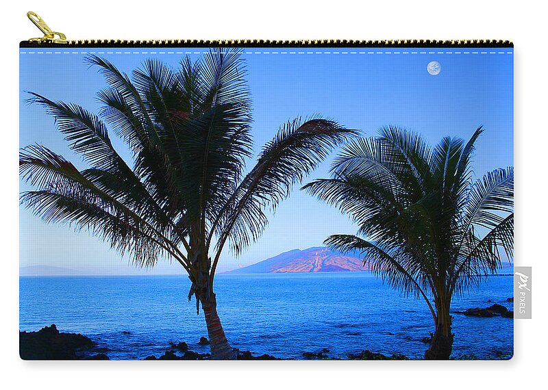 Sunset Zip Pouch featuring the photograph Maui CoastLine by Michael Rucker