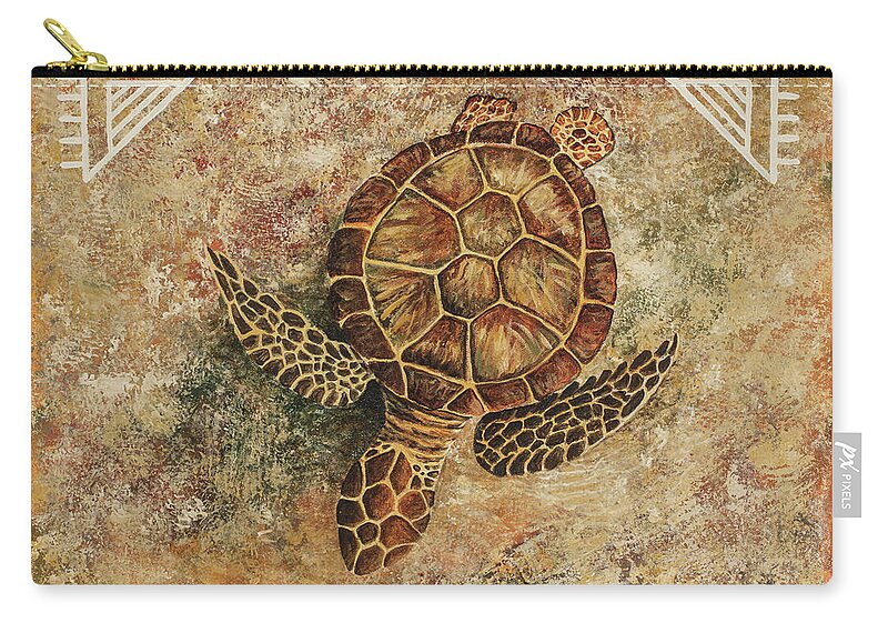 Animal Zip Pouch featuring the painting Maui Honu by Darice Machel McGuire