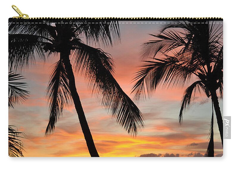 Maui Sunset Palms Zip Pouch featuring the photograph Maui Sunset Palms by Kelly Wade