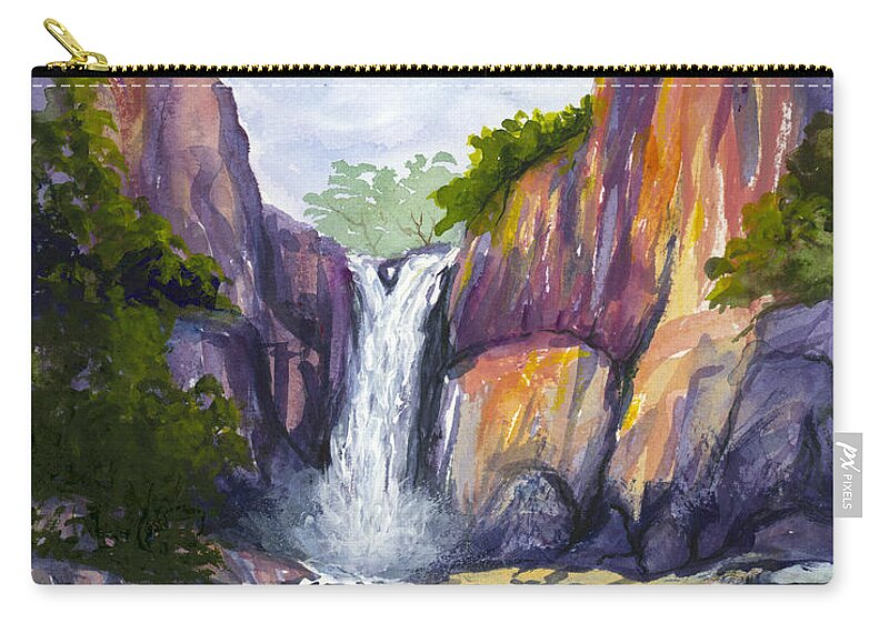 Maui Zip Pouch featuring the painting Maui Waterfall by Darice Machel McGuire