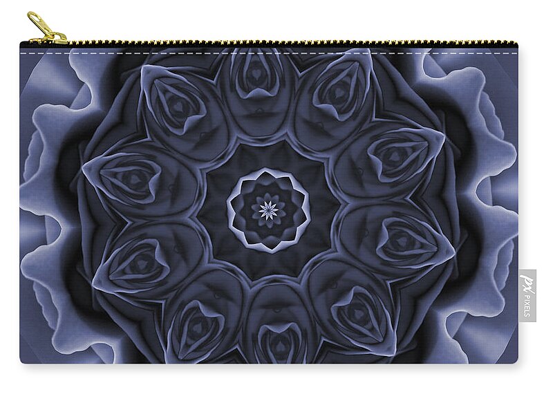 Flower Zip Pouch featuring the digital art Mauve Rose Mandala by Julia Underwood