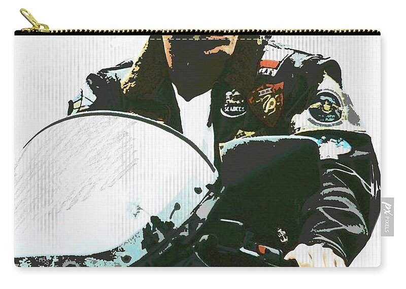 Maverick Zip Pouch featuring the painting Maverick, Top Gun, Kawasaki Ninja 900, Tom Cruise by Thomas Pollart