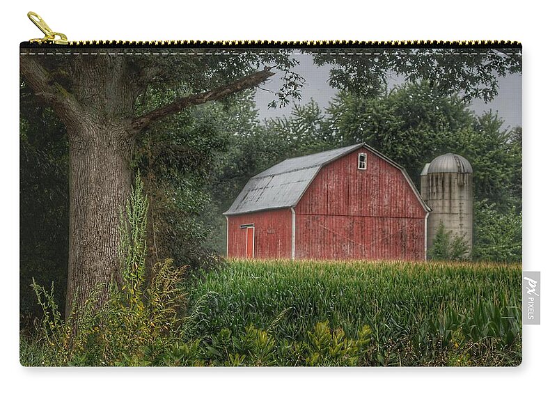 Barn Zip Pouch featuring the photograph 0027 - Mayville's Lapeer Road Red by Sheryl L Sutter