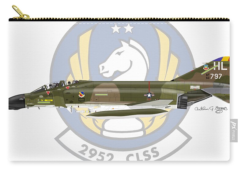 Mcdonnell Douglas Zip Pouch featuring the digital art McDonnell Douglas F-4D Phantom II Hill by Arthur Eggers