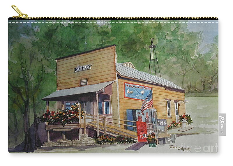 Mckay's General Store Vignette Zip Pouch featuring the painting McKays General Store by Terri Meyer