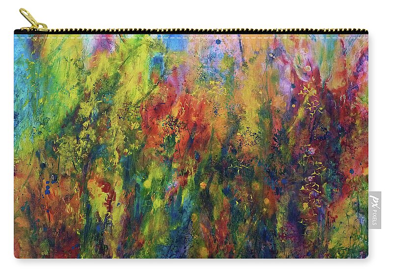 Meadow Zip Pouch featuring the painting Meadow Flowers 2 by Claire Bull