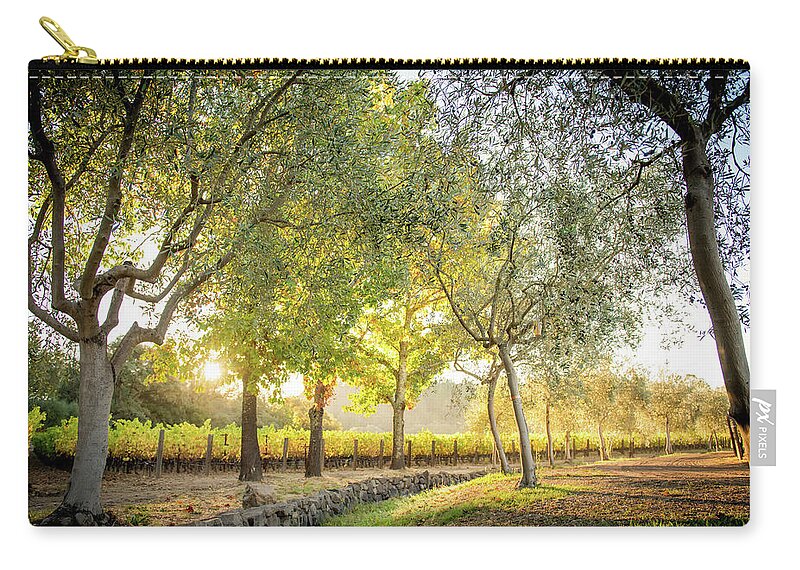 Meadowood Zip Pouch featuring the photograph Meadwood Olive Trees by Aileen Savage