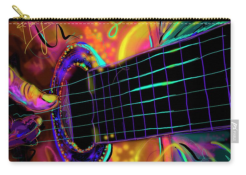Guitar Zip Pouch featuring the painting Medianoche by DC Langer