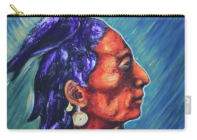 Native American Zip Pouch featuring the painting Medicine Crow after E.S. Curtis by Art Enrico