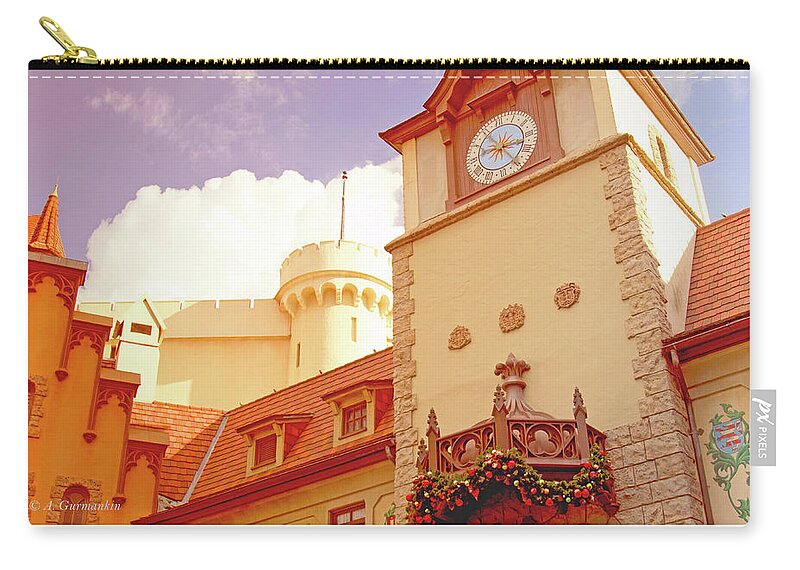Medieval Zip Pouch featuring the photograph Medieval Architecture, Germany Pavilion, EPCOT by A Macarthur Gurmankin