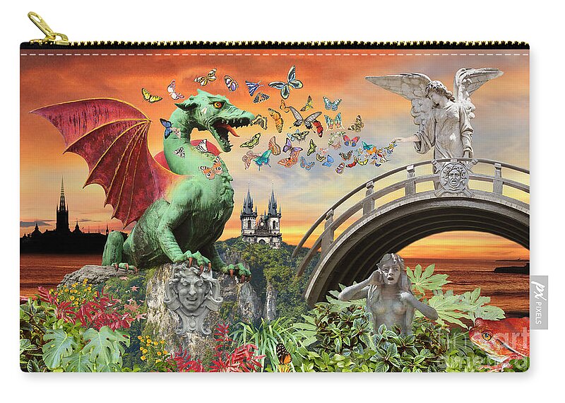 Surreal Art Carry-all Pouch featuring the photograph Medusa's Realm at Sunset by Lucy Arnold