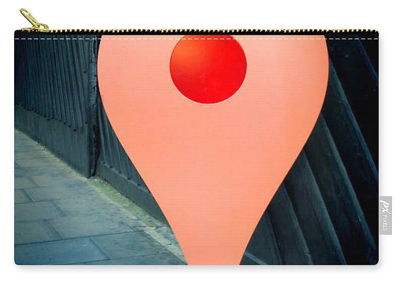 Location Sign Zip Pouch featuring the photograph Meet Me by Jasna Buncic