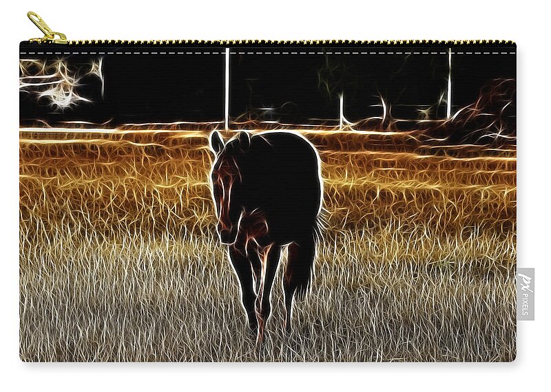 Horse Zip Pouch featuring the photograph Mellow Horsing About by Douglas Barnard