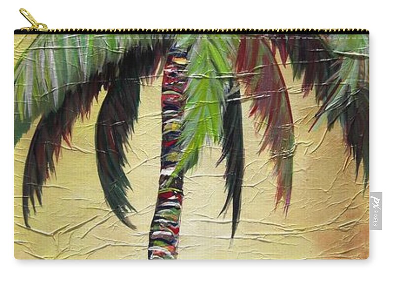 Yellow Zip Pouch featuring the painting Mellow Palm I by Kristen Abrahamson