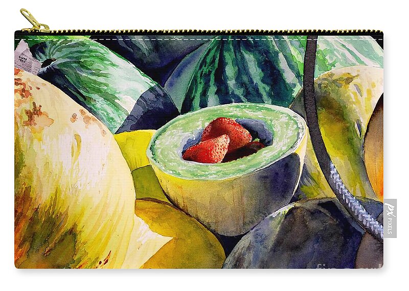 Still Life Zip Pouch featuring the painting #18 Melons Plus #18 by William Lum