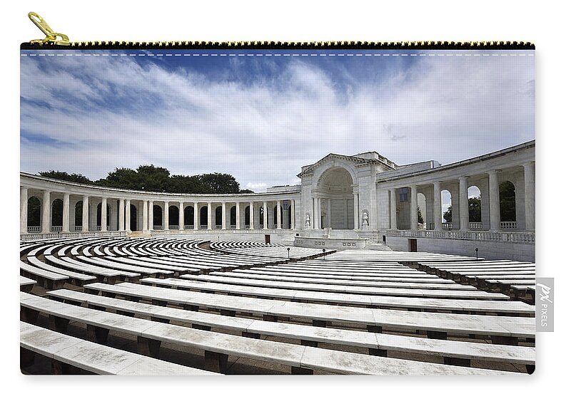 memorial Amphitheater Zip Pouch featuring the photograph Memorial Amphitheater at Arlington National Cemetery by Brendan Reals