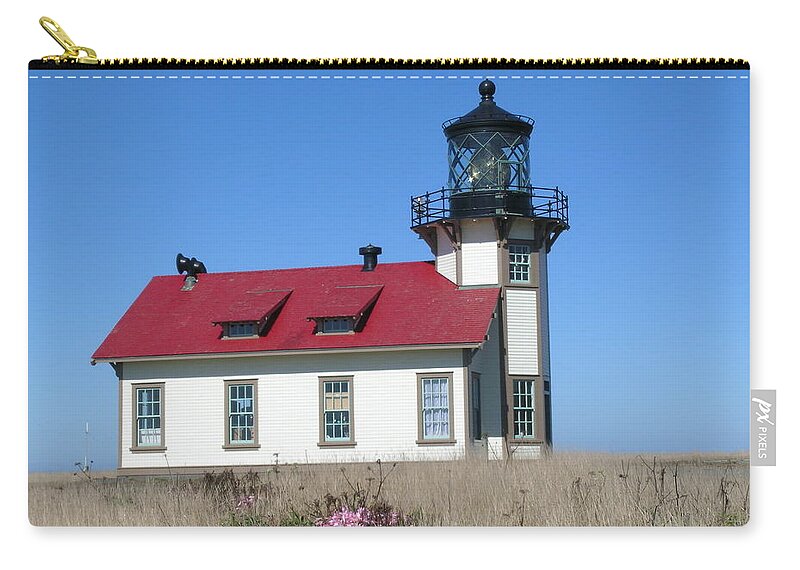 Mendocino Lighthouse Zip Pouch featuring the photograph Mendocino Lighthouse by Sandy Taylor