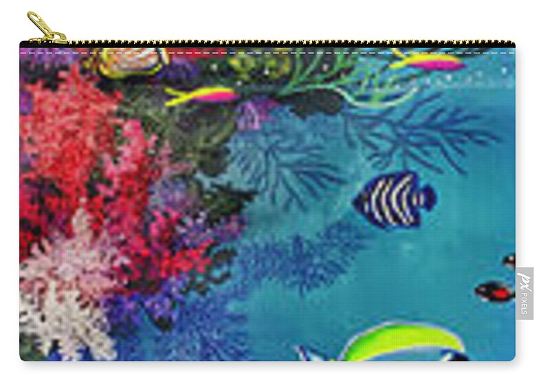 Mermaid Zip Pouch featuring the painting Mermaid In Paradise Complete Underwater Descent by Bonnie Siracusa