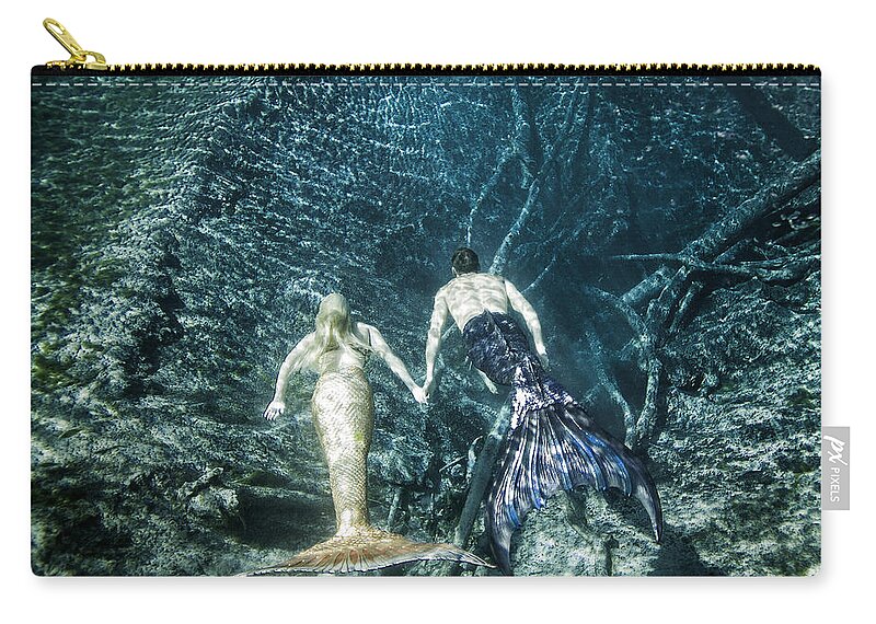 Mermaid Zip Pouch featuring the photograph Mermaid pair by Steve Williams