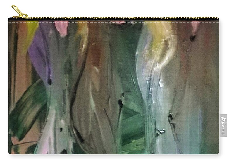 Mermaids Beach Abstract Zip Pouch featuring the painting Mermaids by James and Donna Daugherty
