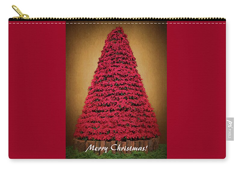 Merry Christmas Zip Pouch featuring the photograph Merry Christmas - Poinsettia Tree by Susan Rissi Tregoning
