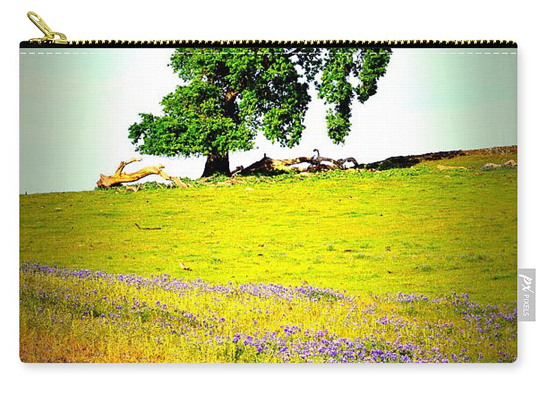 Table Mountain Zip Pouch featuring the photograph Mesa Oak in Spring by Pamela Patch