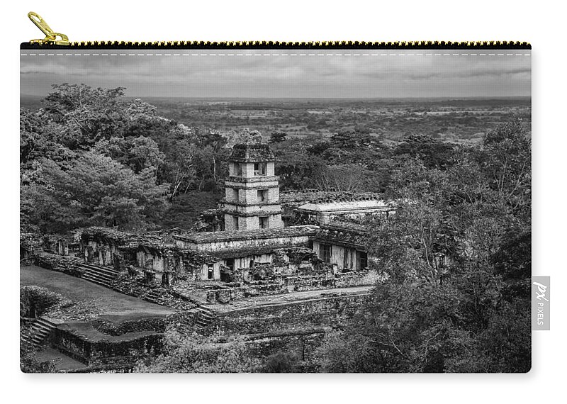 Palenque Zip Pouch featuring the photograph Mesoamerican Plaza at Palenque by Jurgen Lorenzen