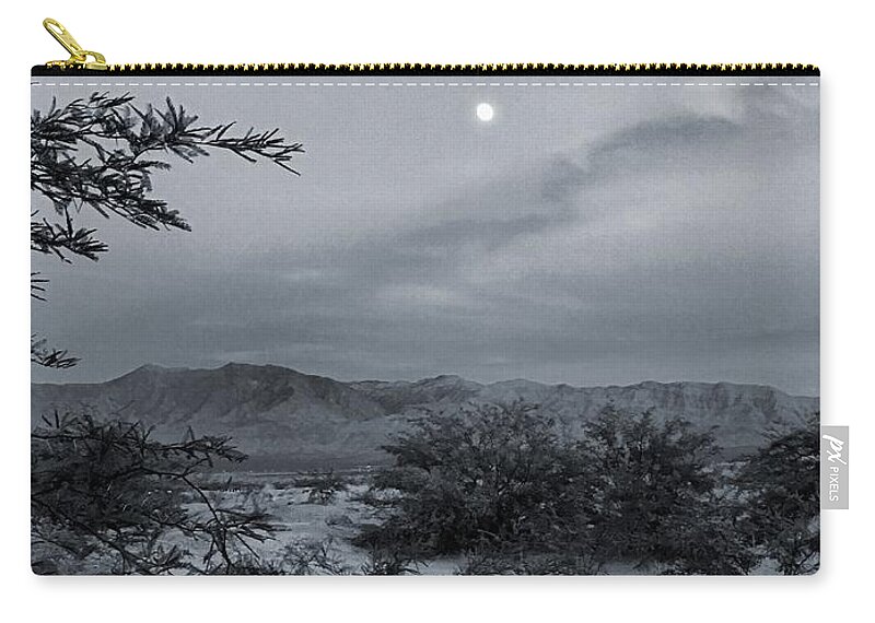 Mesquite Zip Pouch featuring the photograph Mesquite Moonrise No. 1-2 by Sandy Taylor