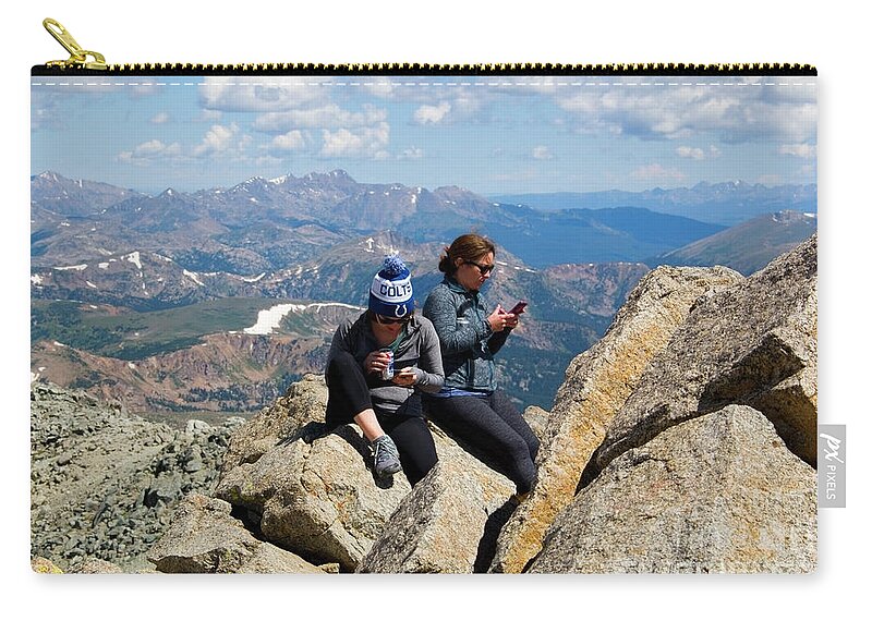 Mount Massive Zip Pouch featuring the photograph Messaging the Mount Massive Summit by Steven Krull