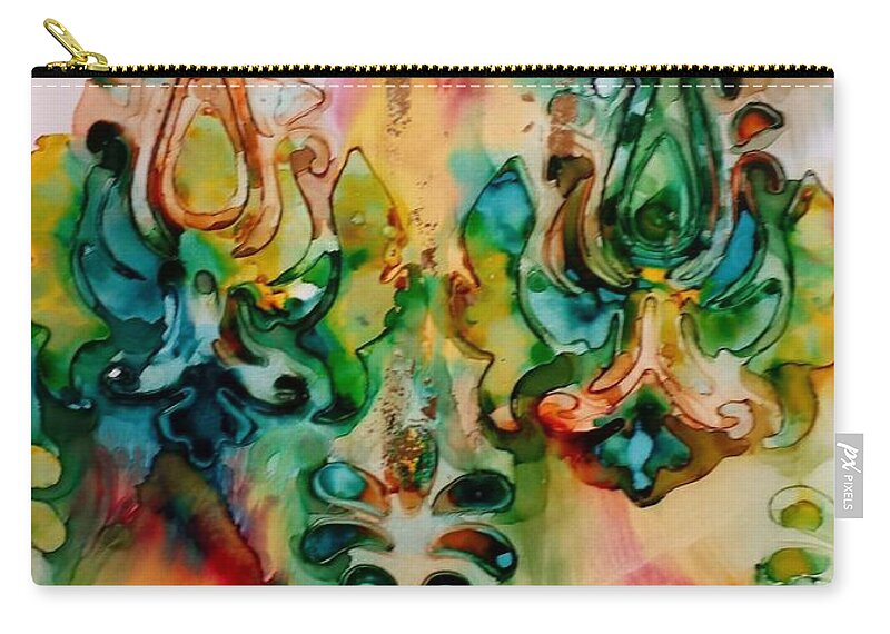 Alcohol Ink Zip Pouch featuring the painting Messy Fleur de Lis by Beth Kluth
