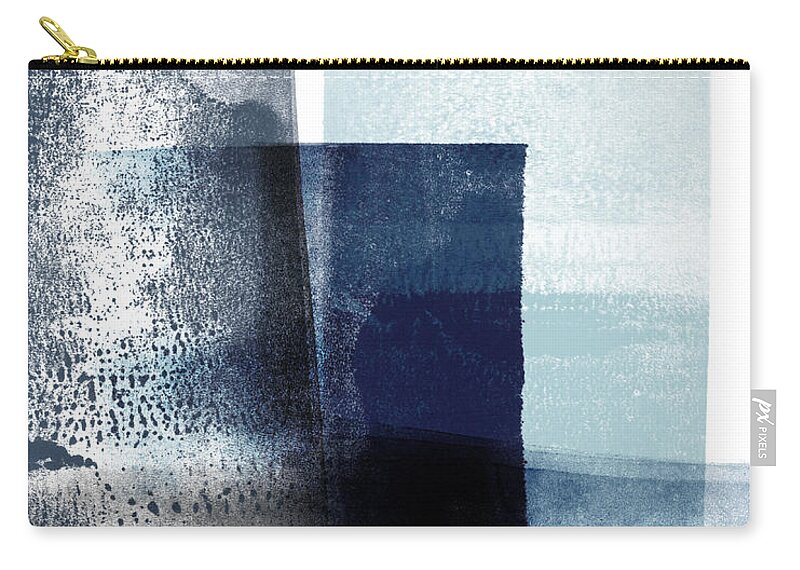 Blue Zip Pouch featuring the mixed media Mestro 4- Abstract Art by Linda Woods by Linda Woods