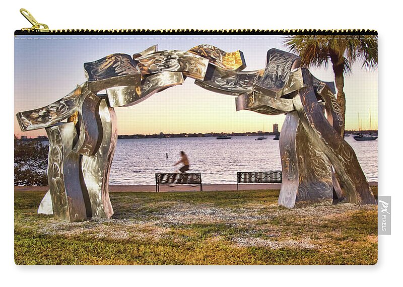 Metal Zip Pouch featuring the photograph Metal Arch by Richard Goldman