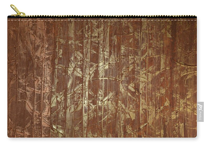 Bamboo Carry-all Pouch featuring the painting Metallic Bamboo by Linda Bailey