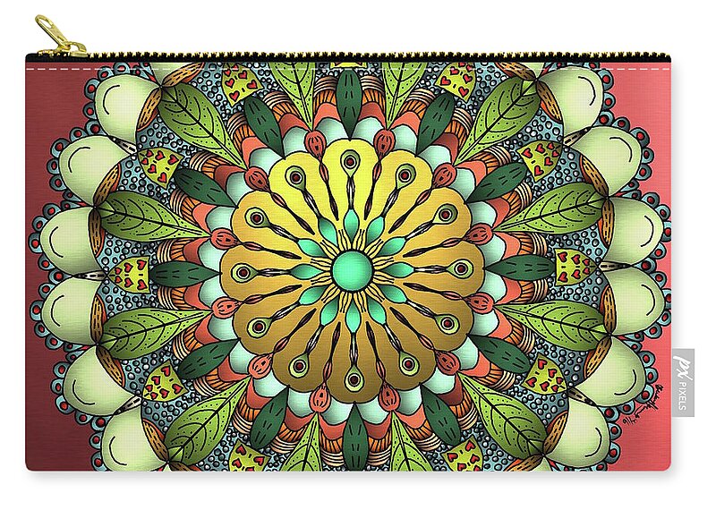 Mandala Zip Pouch featuring the digital art Metallic Mandala by Becky Herrera