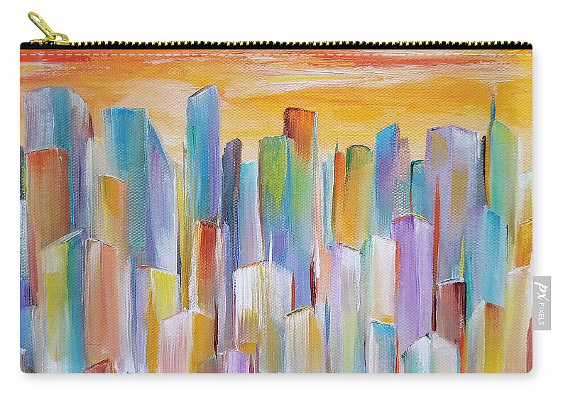 Cityscape Zip Pouch featuring the painting Metropolis by Judith Rhue