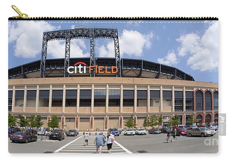 Mets Fans Zip Pouch featuring the photograph Mets baseball stadium Citi Field in Queens - New York by Anthony Totah