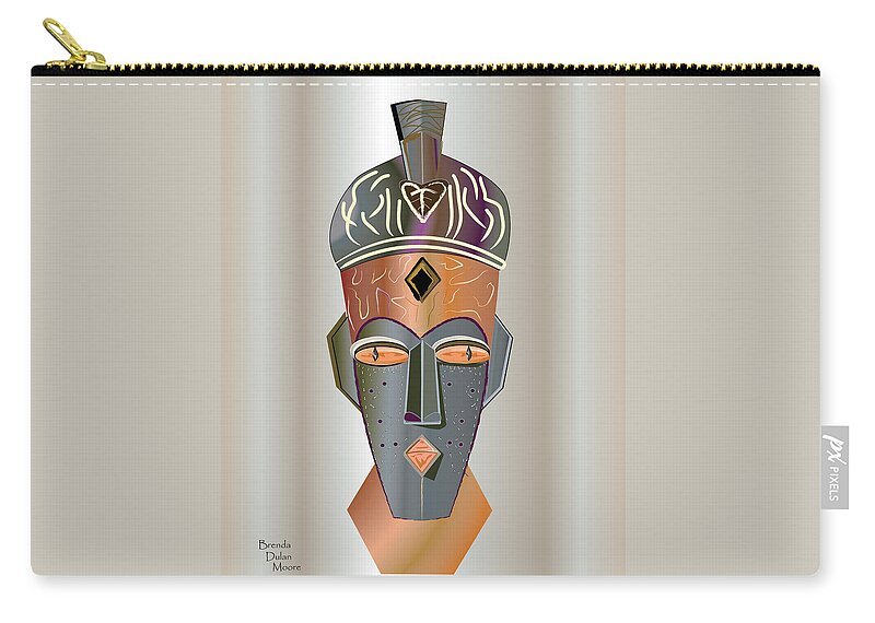 Copper Zip Pouch featuring the digital art Mhask I I I by Brenda Dulan Moore