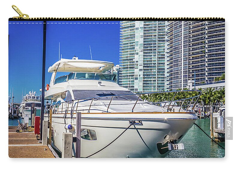 Miami Zip Pouch featuring the photograph Luxury Yacht Artwork 4578 by Carlos Diaz
