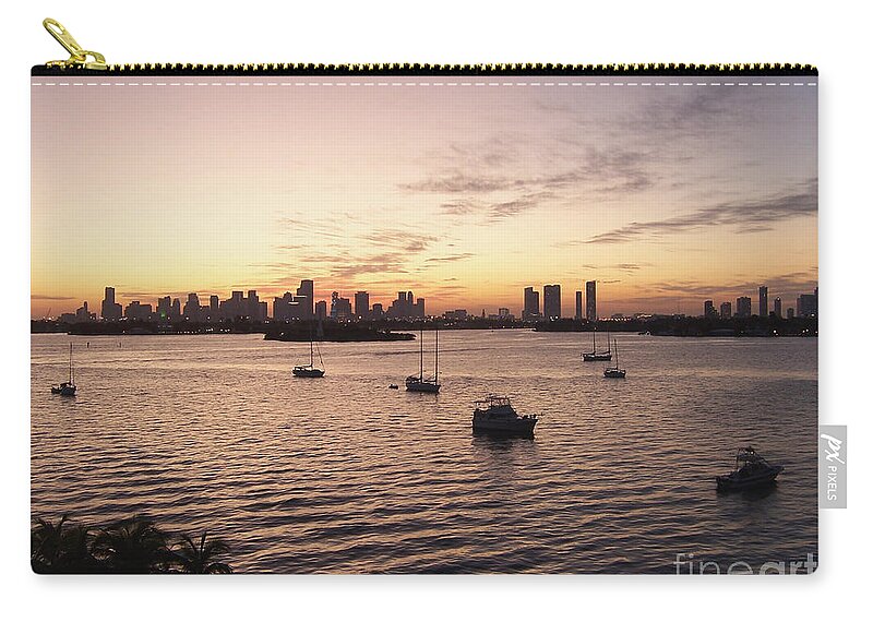 Miami Carry-all Pouch featuring the photograph Miami Florida At Dusk by Phil Perkins