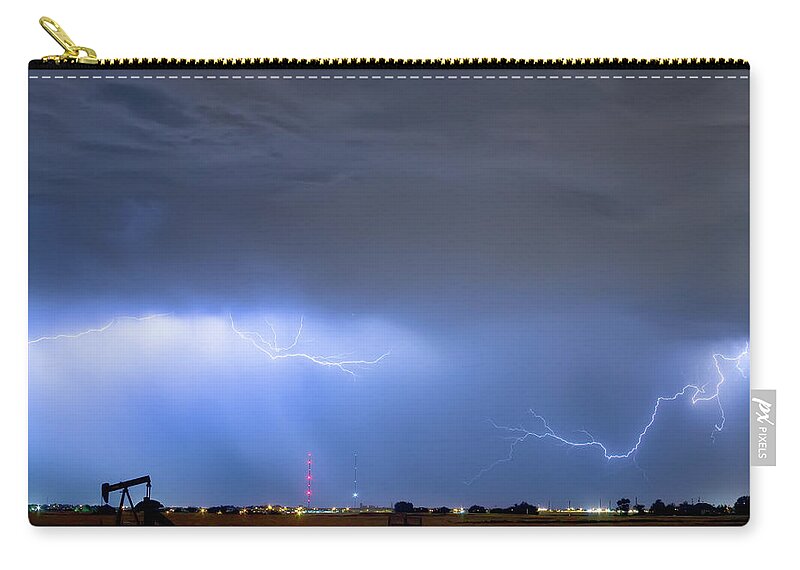 Thunderstorm Zip Pouch featuring the photograph Michelangelo Lightning Strikes Oil by James BO Insogna
