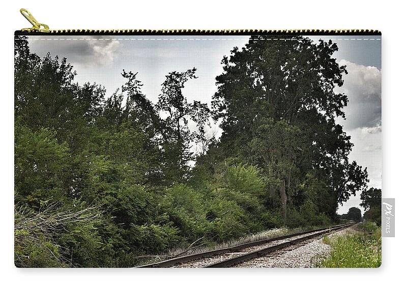 Railroad Zip Pouch featuring the photograph 2003 - Michigan Rails I by Sheryl L Sutter