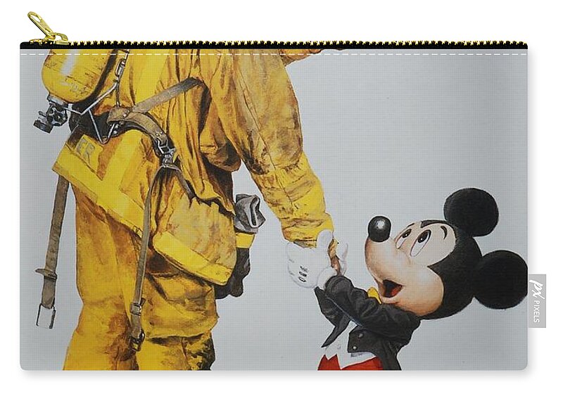 Magic Kingdom Zip Pouch featuring the photograph Mickey And The Bravest by Rob Hans