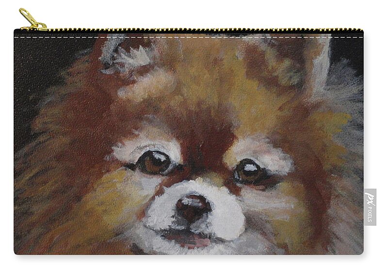 Pomeranian Zip Pouch featuring the painting Mickey by Carol Russell