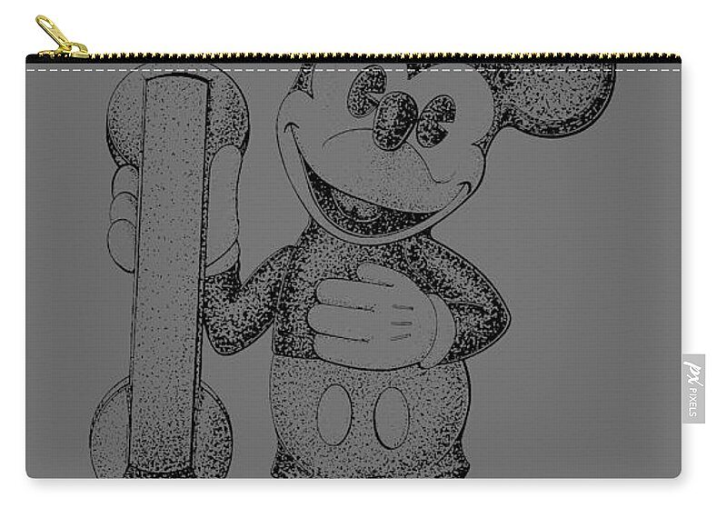 Mickey; Mouse; Novelty; Phone; Patent; 1978; Toy; Walt; Disney; Us; Inventor; Invention; Fashion; Design; Abstract; Brand; T-shirt; Hoodies; Patent Illustration; Crafts; Blueprint; Collectable; Vintage Patent; Nostalgia; Technical Illustration; Patent Drawing; Exclusive Rights; Rights; Drawing; Illustration; Presentation; Vintage; Gift; Diagram; Antique; Patentee; Men's; Men; Women; Women's; Boy; Girl; Patent Application; Home Decor; Grunge; Distress; Parchment; Old; Graphic; Chris Smith Zip Pouch featuring the photograph Mickey Mouse Novelty Phone Patent 1978 by Chris Smith