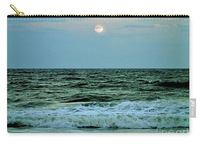 Moon Zip Pouch featuring the photograph Micro Moon At The Ocean by D Hackett