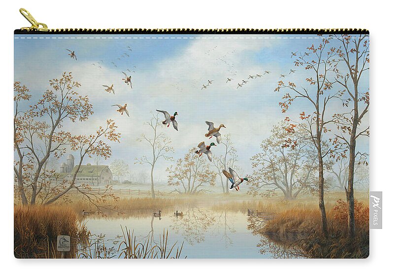 Mallards Zip Pouch featuring the painting Midwest Migration by Guy Crittenden