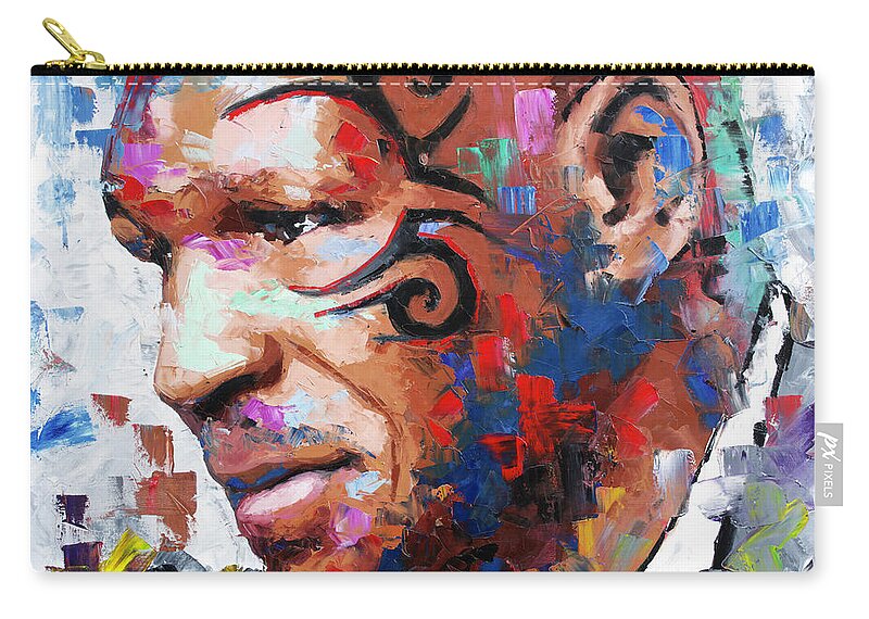 Mike Zip Pouch featuring the painting Mike Tyson II by Richard Day