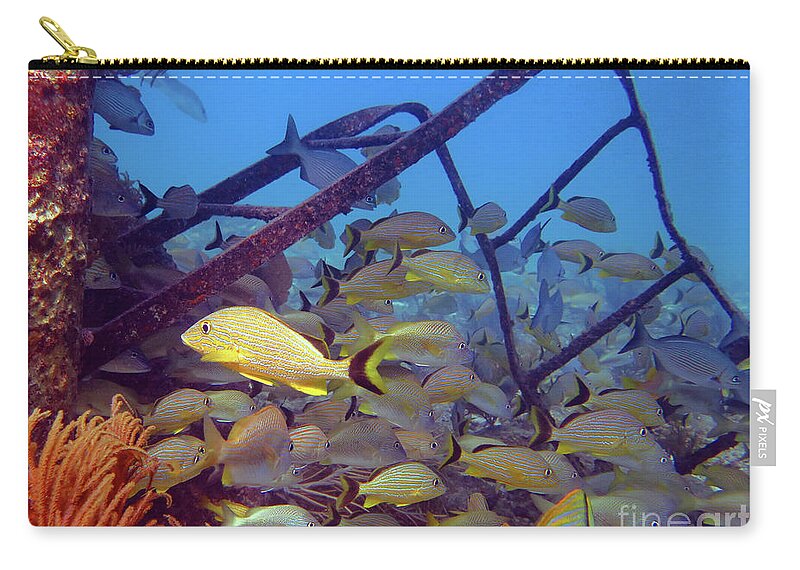 Underwater Zip Pouch featuring the photograph Mike's Wreck 2 by Daryl Duda