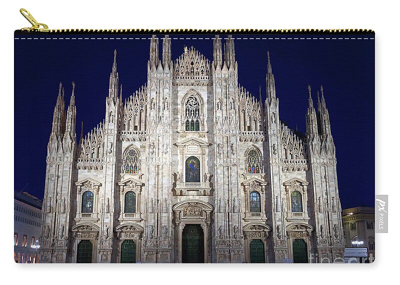 Milan Cathedral Zip Pouch featuring the photograph Milan Cathedral in the Plaza del Duomo by Louise Heusinkveld